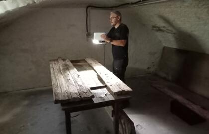 Skenování týmu projektu ArchaeoTin v Schatzhaus Erzgebirge (Krušnohorské klenotnici) v Eibenstocku