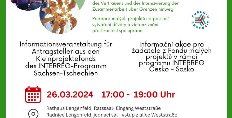 Informationsveranstaltung für Antragsteller aus den Kleinprojektefonds des INTERREG-Programm Sachsen-Tschechien