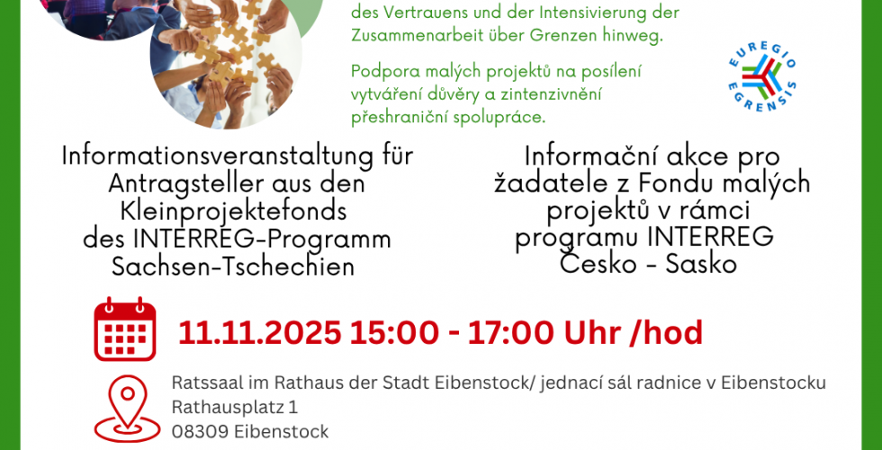 Informationsveranstaltung zum Kleinprojektefonds aus dem INTERREG-Programm Sachsen-Tschechien