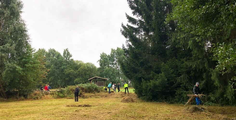 DE/CZ dobrovolnická akce - úklid luk v přírodní památce Quellmoor am Sauwald