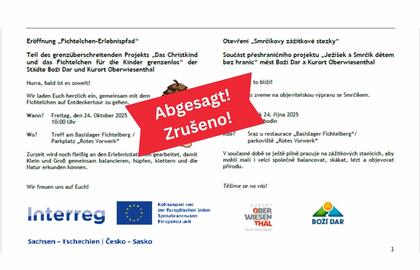 Otevření „Smrčíkovy zážitkové stezky“ - akce zrušena